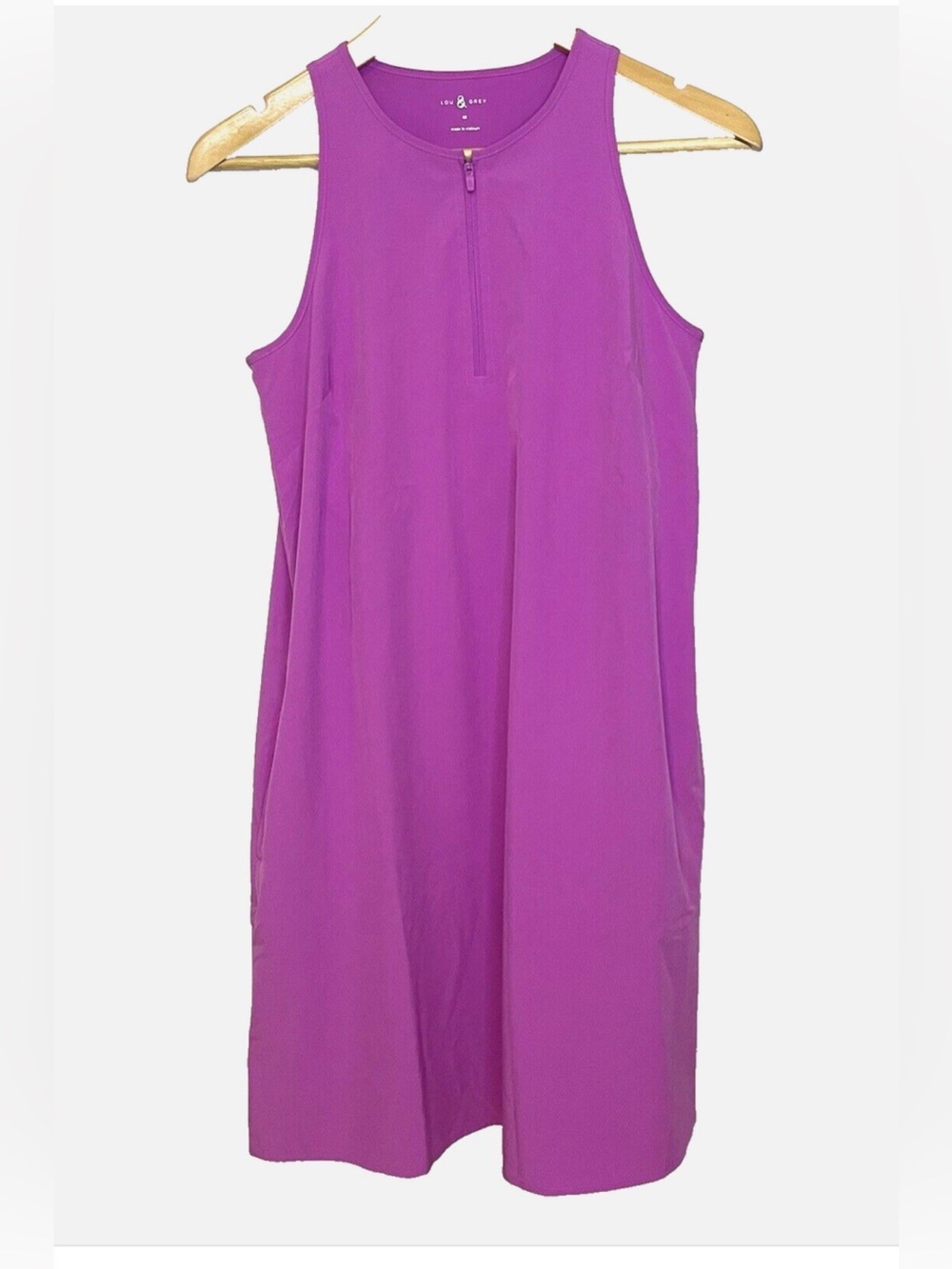 Lou & Grey Wanderweave Active Zip Halter Dress w Pockets